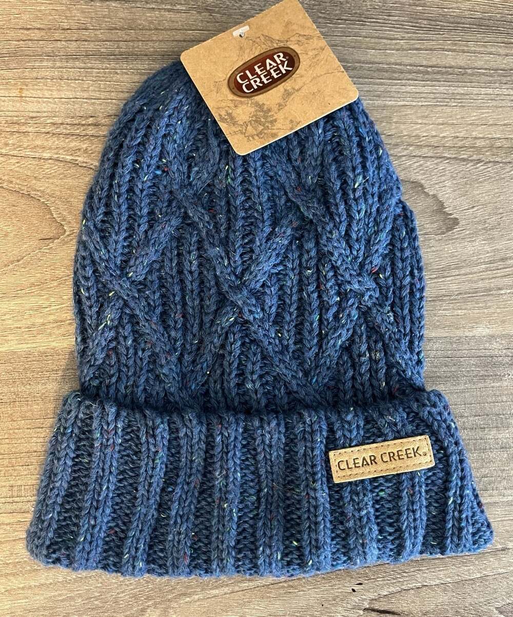 Clear Creek Women’s Winter Knit Beanie Cap Gray Blue One Size NWT